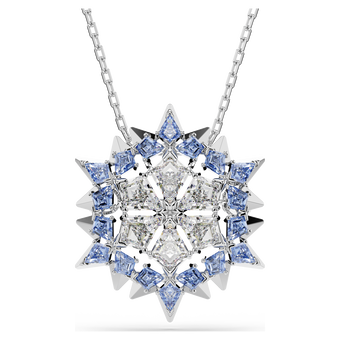 swarovski magic pendant and brooch  snowflake  blue  rhodium plated