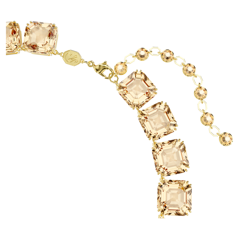 swarovski millenia tennis necklace  octagon cut  caramel  gold tone plated