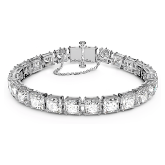 swarovski matrix tennis bracelet square cut small white rhodium plated