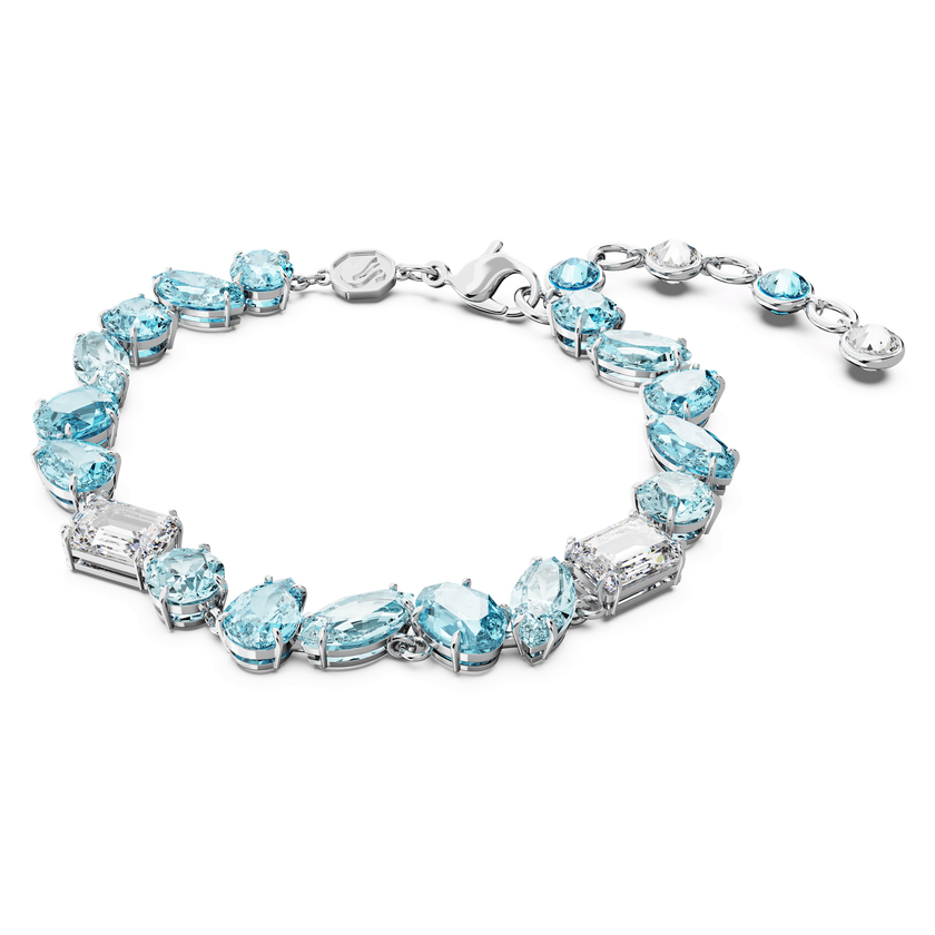 swarovski gema bracelet  mixed cuts  blue  rhodium plated