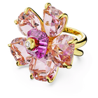 swarovski idyllia cocktail ring  flower  pink  gold tone plated