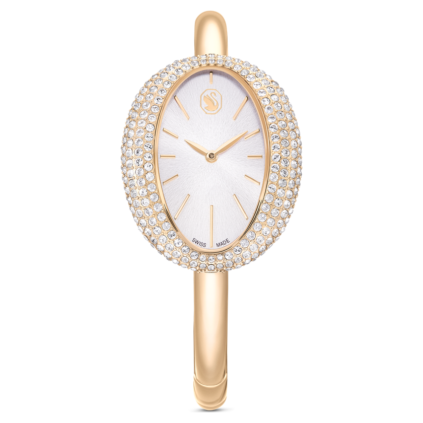 swarovski imber bangle watch  swiss made  metal bracelet  gold tone  champagne gold tone finish