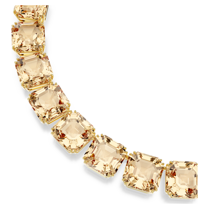 swarovski millenia tennis necklace  octagon cut  caramel  gold tone plated