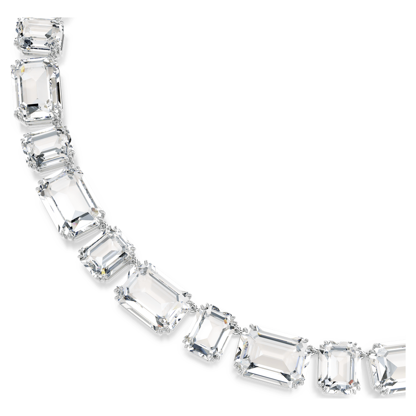 swarovski millenia tennis necklace  octagon cut  white  rhodium plated