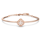 swarovski sparkling dance bangle clover white rose gold tone plated
