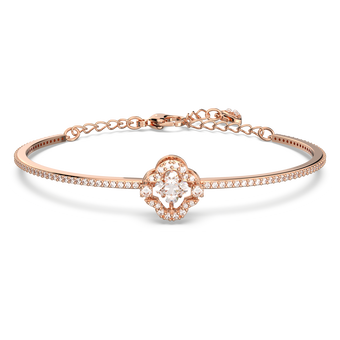 swarovski sparkling dance bangle  clover  white  rose gold tone plated