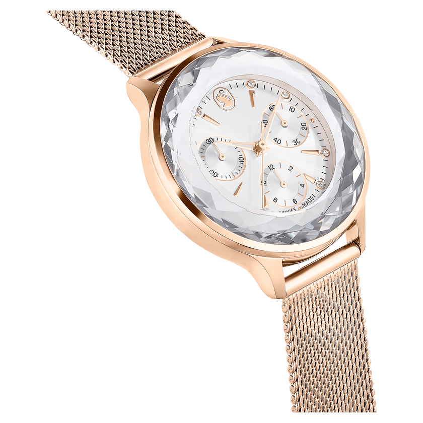 swarovski nova chrono watch  swiss made  metal bracelet  rose gold tone  rose gold tone finish