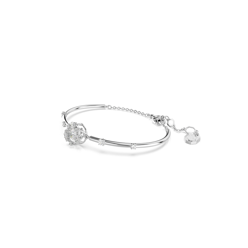 swarovski constella bangle  round cut  dancing stone  white  rhodium plated