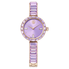 swarovski matrix bangle watch  swiss made  crystal bracelet  purple  champagne gold tone finish