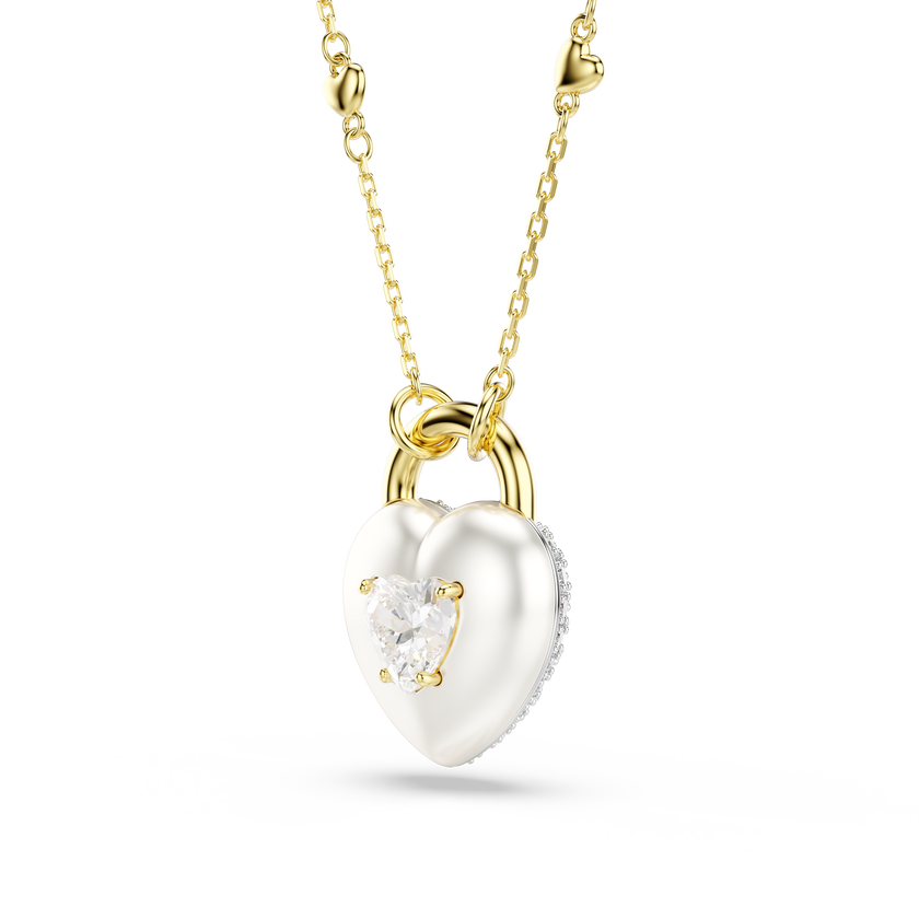 swarovski idyllia pendant  mixed cuts  heart  white  gold tone plated