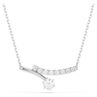 swarovski matrix necklace  round cut  white  rhodium plated