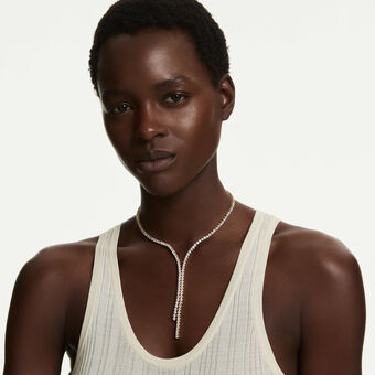 swarovski matrix y necklace  round cut  white  18k gold finish