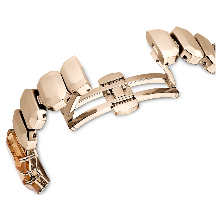 swarovski watch  octagon cut bracelet  brown  champagne gold tone finish