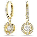 swarovski una angelic drop earrings  round cut  white  18k gold finish
