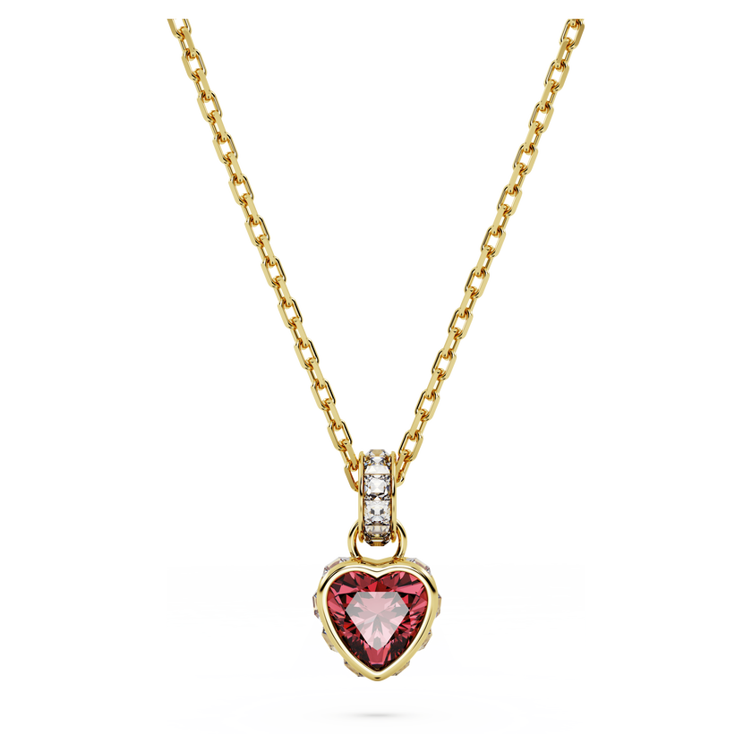 swarovski chroma pendant  heart  red  18k gold finish
