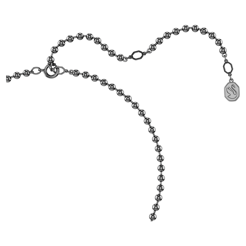 swarovski dextera octagon pendant  octagon shape  round cut  black  ruthenium plated