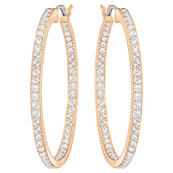 swarovski sommerset hoop earrings  white  18k rose gold finish