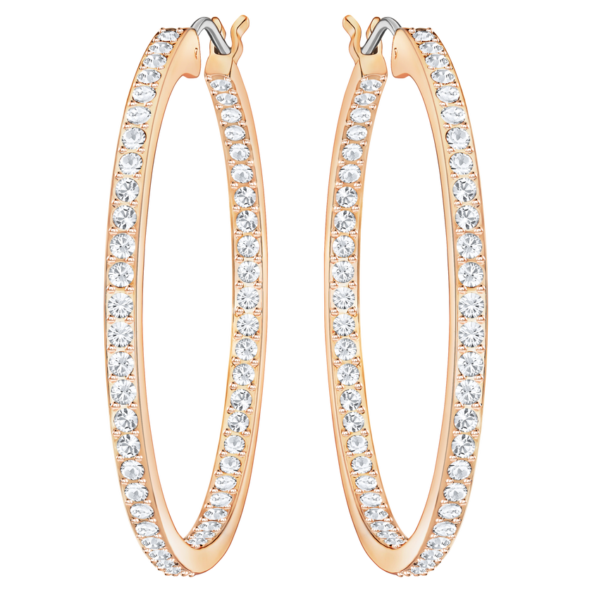 swarovski sommerset hoop earrings  white  rose gold tone plated