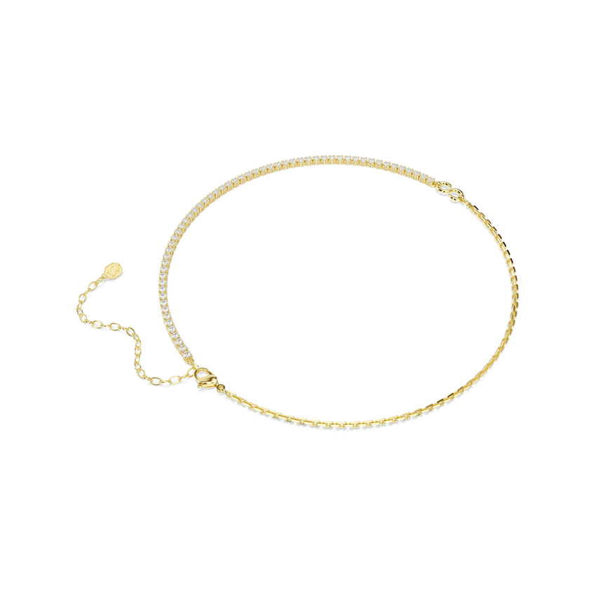swarovski matrix necklace  round cut  white  18k gold finish