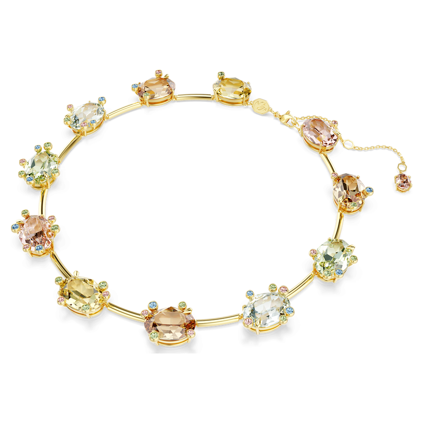 swarovski gema tennis necklace  mixed cuts  multicolored  gold tone plated