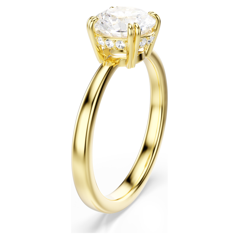 swarovski stilla attract cocktail ring  round cut  white  gold tone plated