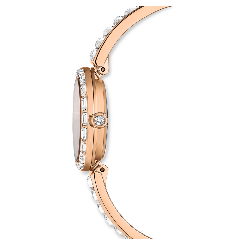 swarovski matrix bangle watch  swiss made  crystal bracelet  white  rose gold tone finish
