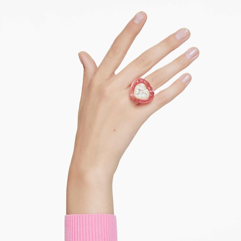 swarovski dulcis cocktail ring  heart cut  pav   heart  pink