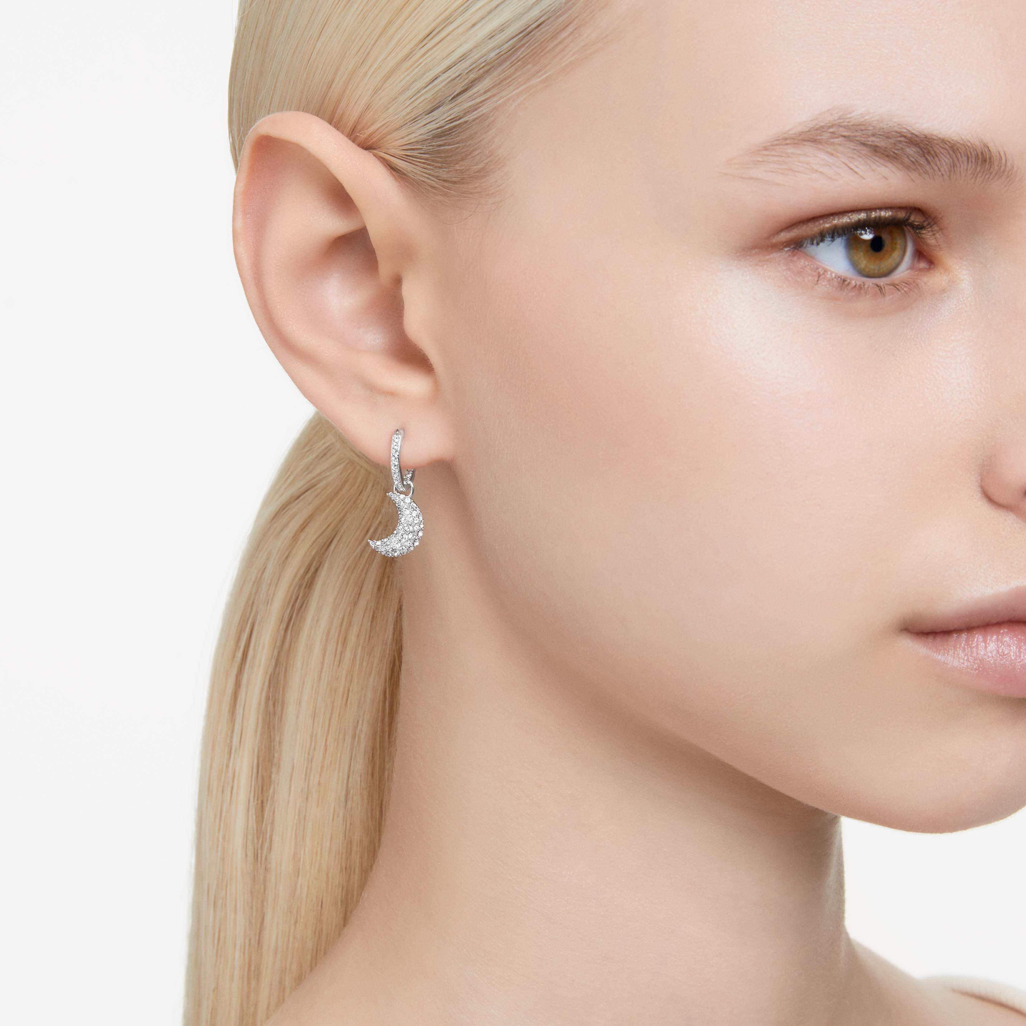 Buy Swarovski Sublima drop earrings Moon White Rhodium plated