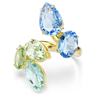 swarovski gema open ring  mixed cuts  multicolored  gold tone plated