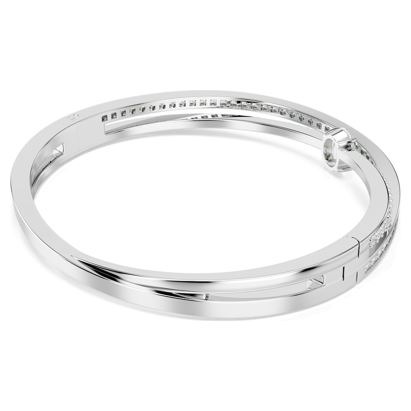 swarovski hyperbola bangle  mixed cuts  white  rhodium plated