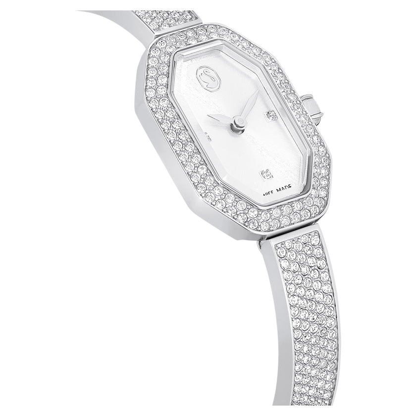 swarovski dextera bangle watch  swiss made  metal bracelet  silver tone  stainless steel