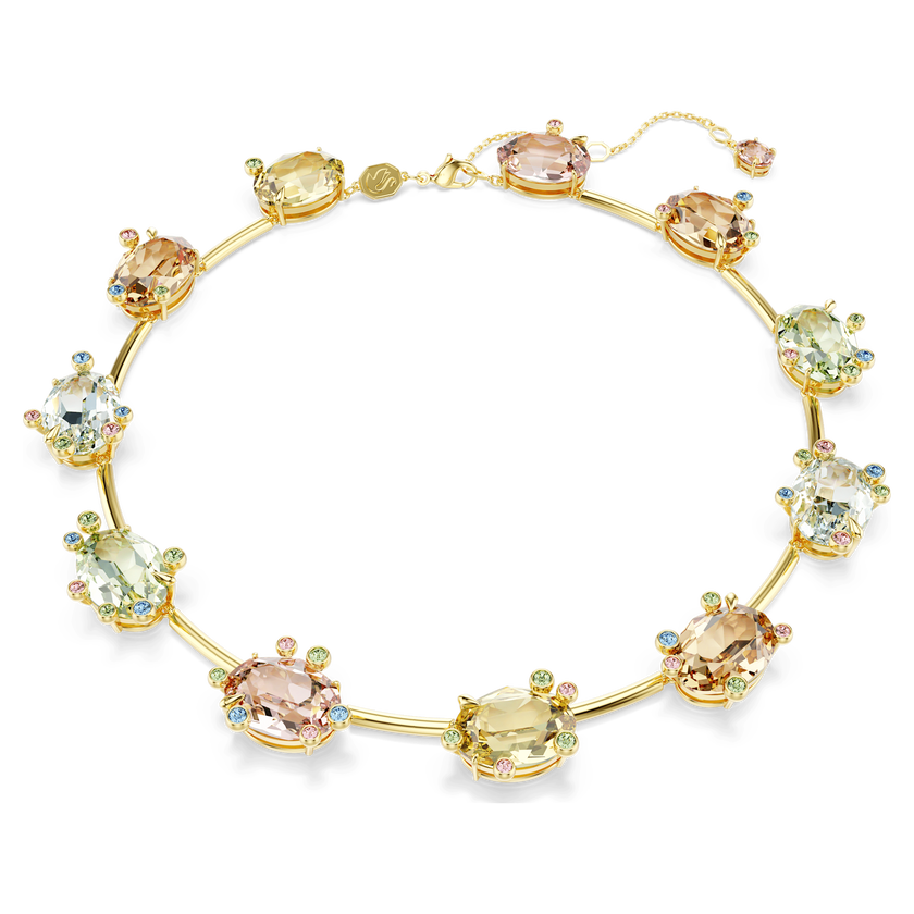 swarovski gema tennis necklace  mixed cuts  multicolored  gold tone plated