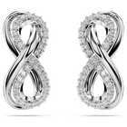 Hyperbola stud earrings, Infinity, White, Rhodium plated