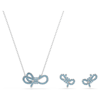 swarovski lifelong bow set bow blue rhodium plated