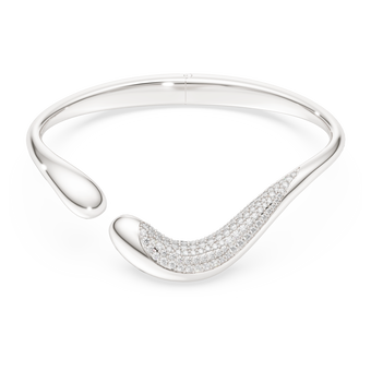 swarovski classica bangle  open  round cut  white  sterling silver