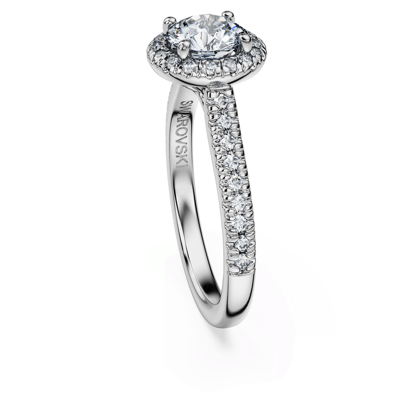 swarovski eternity halo solitaire ring  laboratory grown diamonds 1 33 ct tw  18k white gold