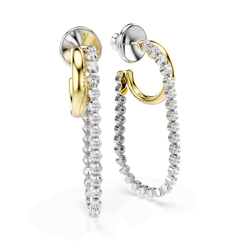 swarovski hyperbola earrings  round cut  white  mixed metal finish