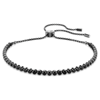 swarovski matrix tennis bracelet  mixed round cuts  black  ruthenium plated