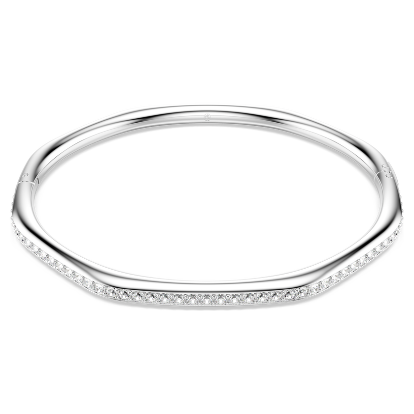 swarovski dextera bangle  octagon shape  round cut  white  rhodium plated