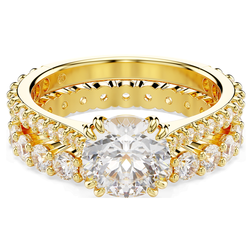 swarovski stilla ring  set  2   round cut  white  gold tone plated