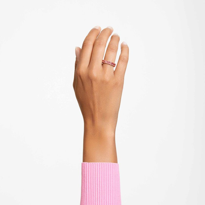 swarovski matrix ring  baguette cut  pink  18k rose gold finish