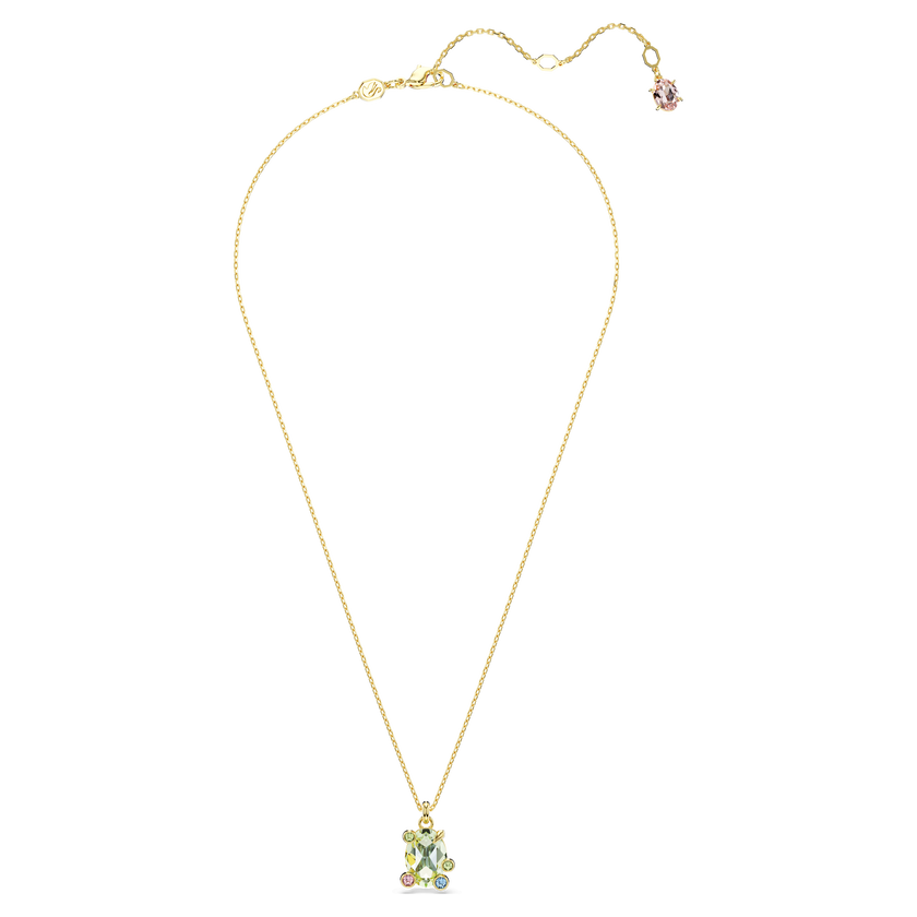 swarovski gema pendant  mixed cuts  multicolored  gold tone plated