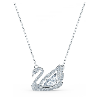 swarovski dancing swan necklace  swan  white  rhodium plated