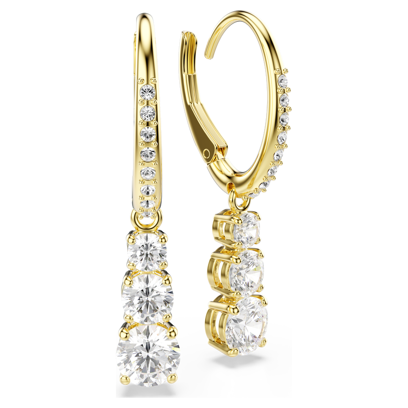 swarovski stilla attract hoop earrings  round cut  white  gold tone plated