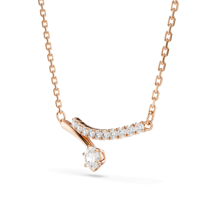 swarovski matrix necklace  round cut  white  18k rose gold finish