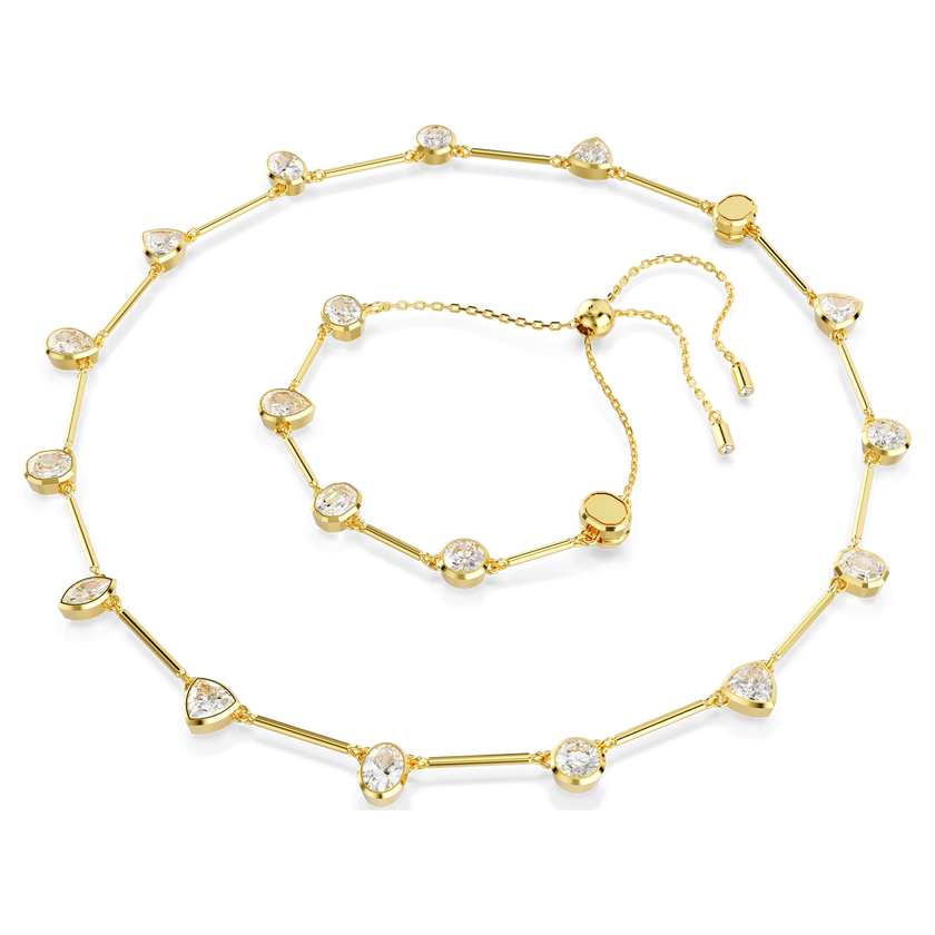 swarovski imber tennis necklace  mixed cuts  white  gold tone plated