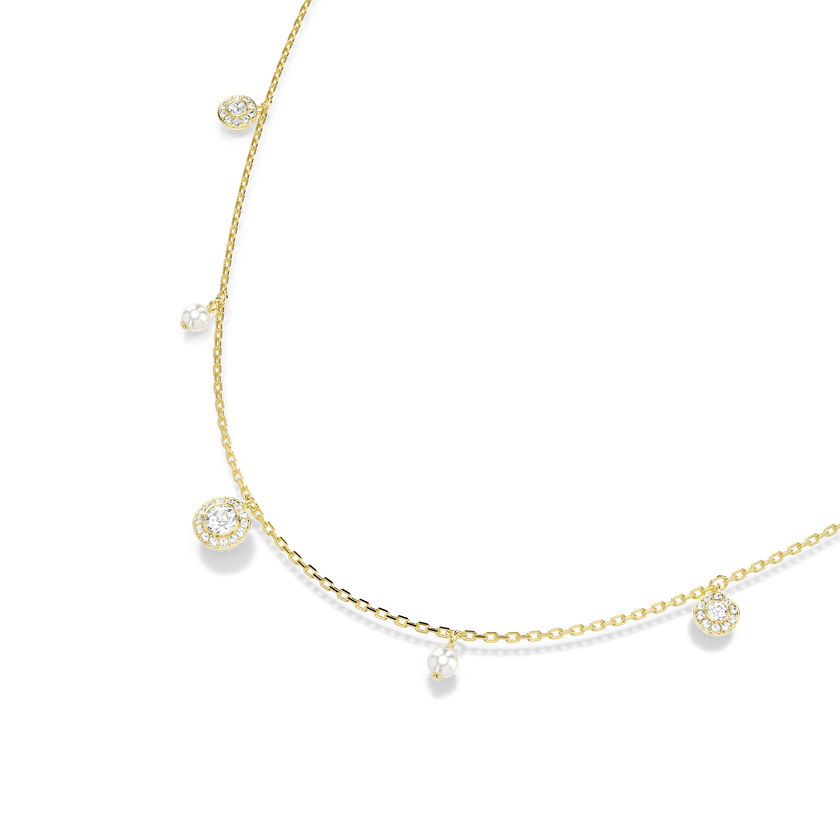 swarovski una angelic strandage  crystal pearl  round cut  white  gold tone plated