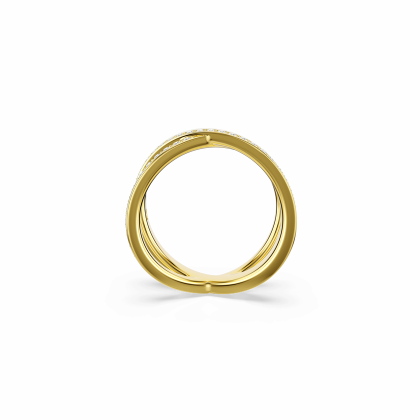 swarovski delta band ring  round cut  white  18k gold finish