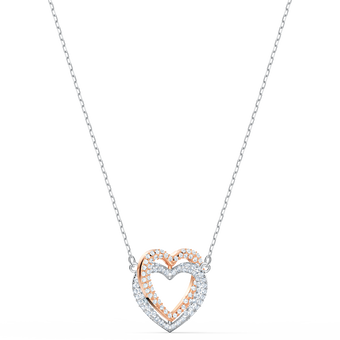 swarovski infinity heart necklace  white  mixed metal finish