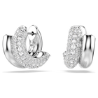 swarovski dextera hoop earrings  round cut  mini  white  rhodium plated